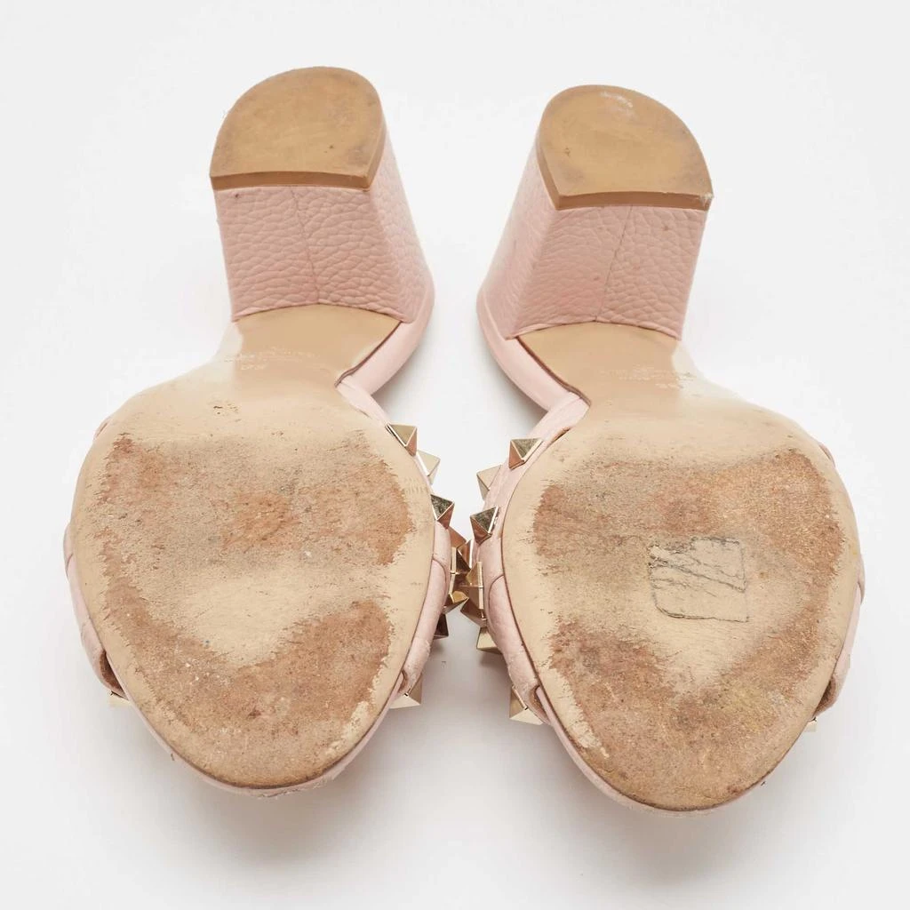 Valentino Valentino Pink Leather Rockstud Block Heel Slide Sandals Size 38 6