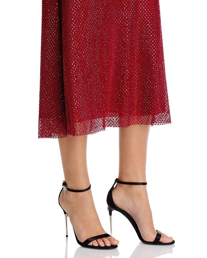 Self Portrait Red Rhinestone Fishnet Midi Dress 2