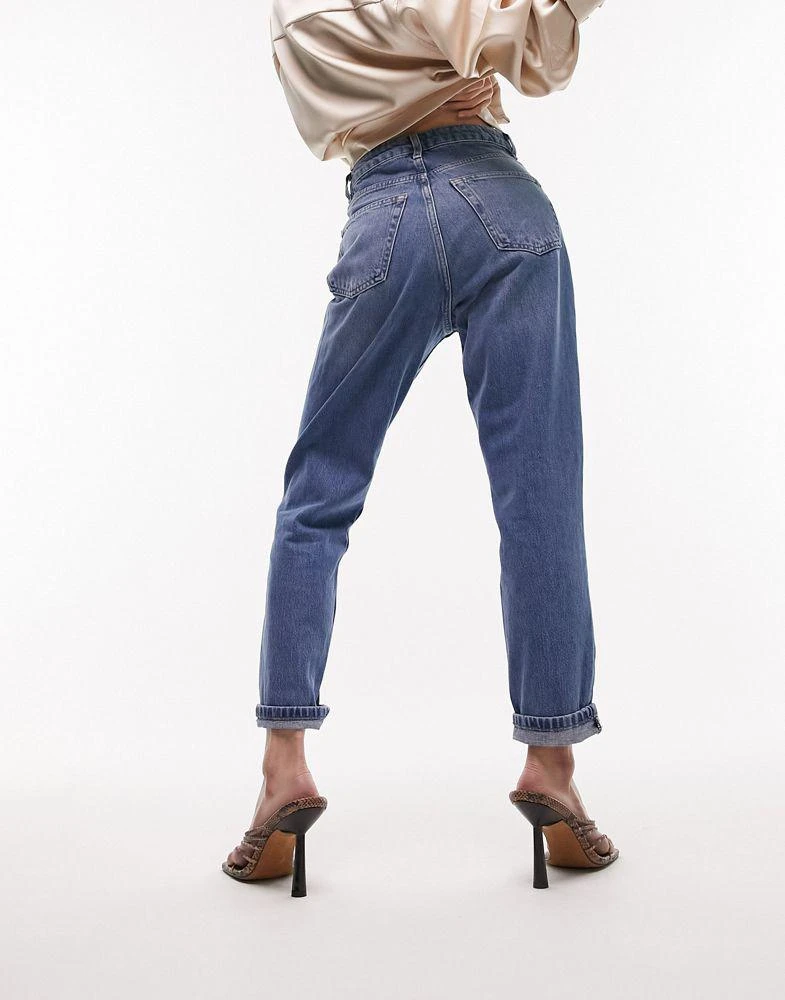 Topshop Petite Topshop Petite Mom jeans in mid blue 3