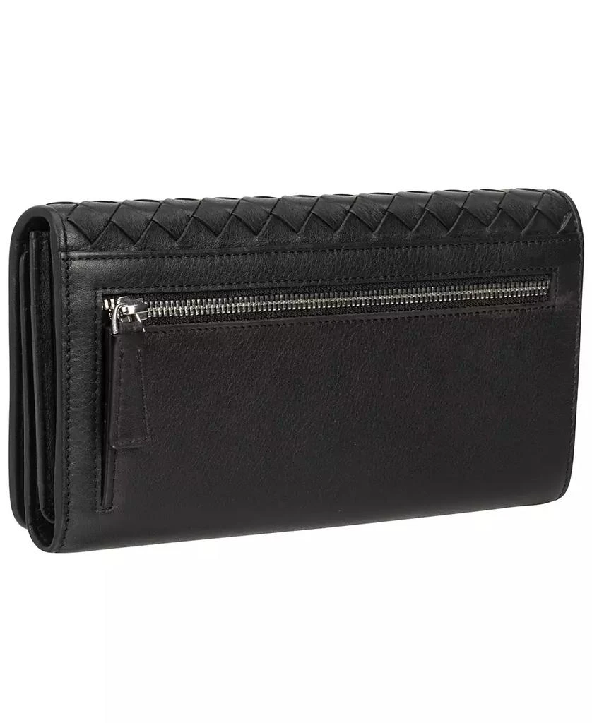 Mancini Leather Goods Women's Basket Weave Collection RFID Secure Trifold Wallet 3