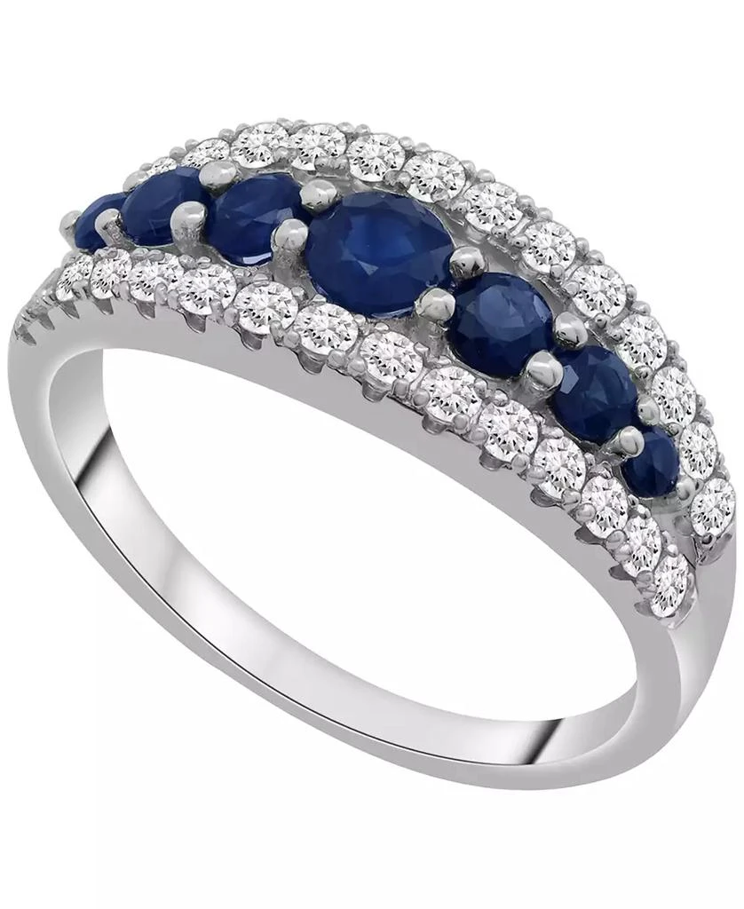 Macy
s Blue Sapphire (7/8 ct. t.w.) and Diamond (1/2 ct. t.w.) Graduated Ring in 14k White Gold