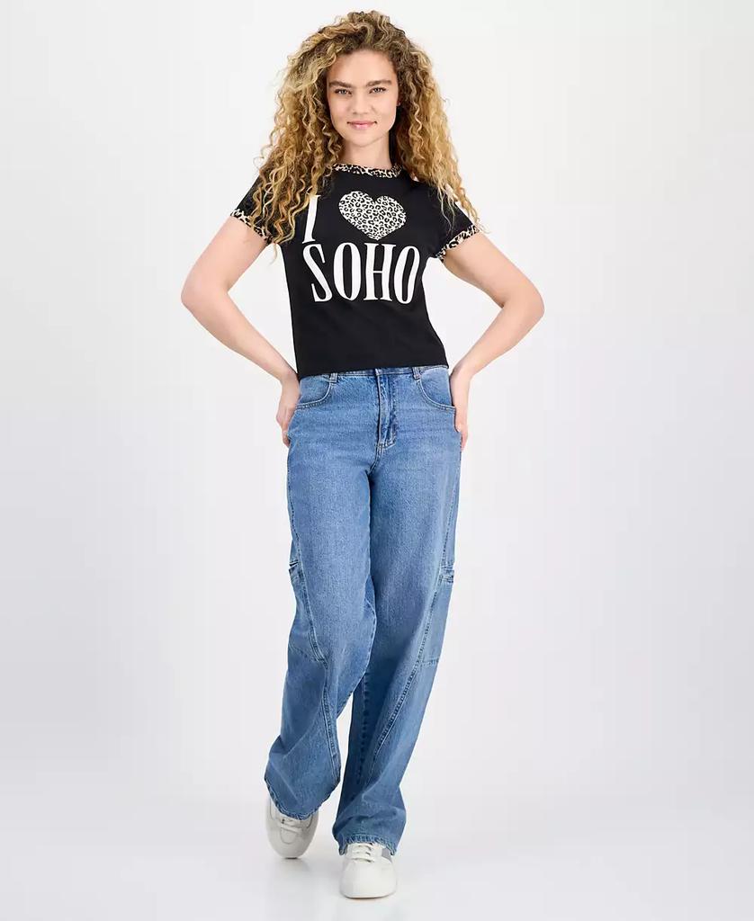 Rebellious One Juniors' Animal-Print Contrast-Trim Top