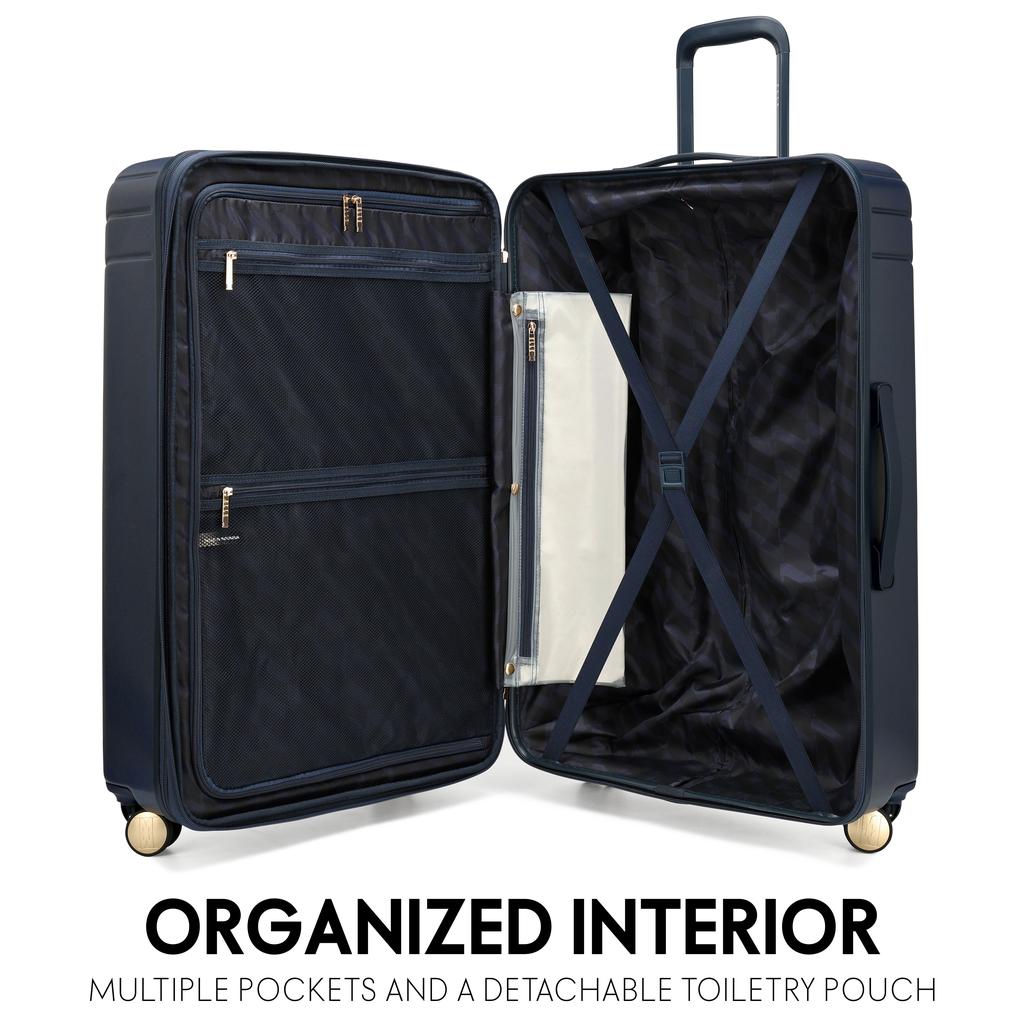ELLE Louvre 2 Piece Expandable Polycarbonate Spinner Luggage Set | Navy