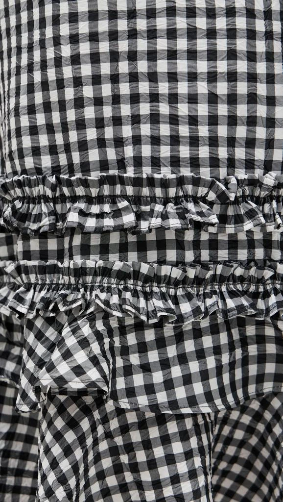 Ganni Crinkled Taffeta Check Open Back Mini Dress 5