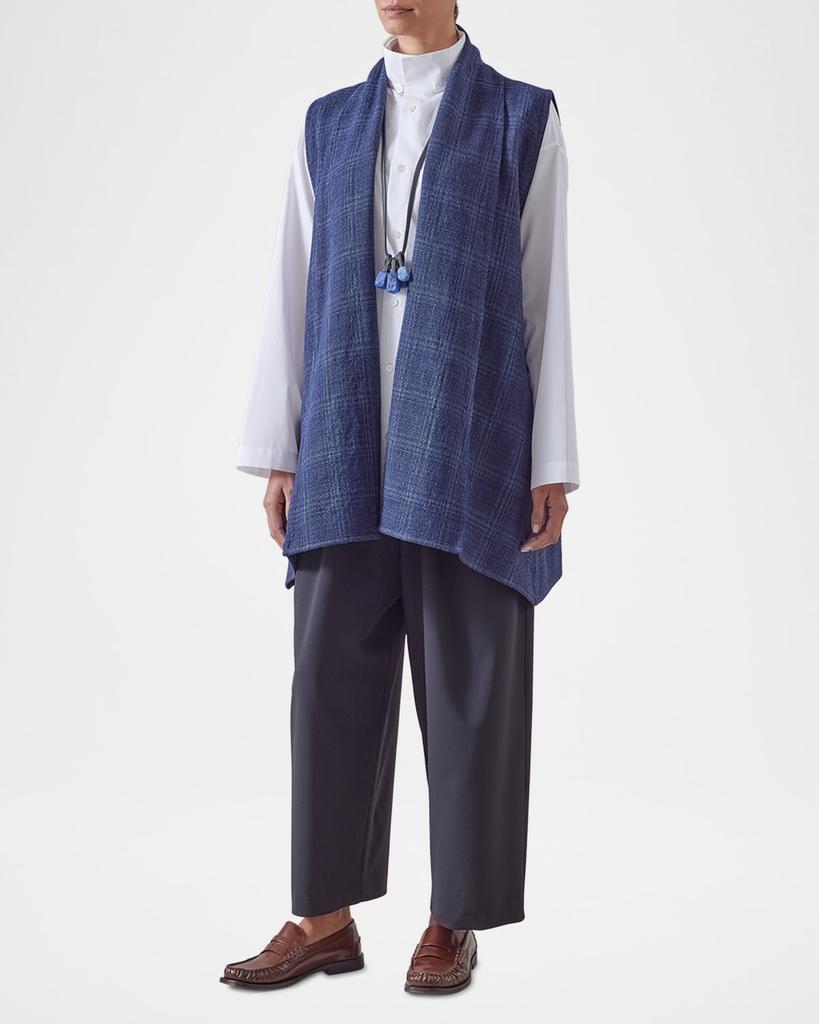 Eskandar A-Line Scrunch Shawl-Collar Waistcoat (Long Length)