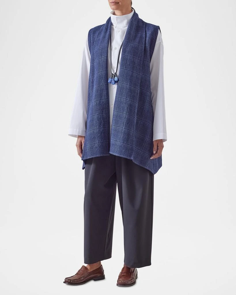 Eskandar A-Line Scrunch Shawl-Collar Waistcoat (Long Length) 2