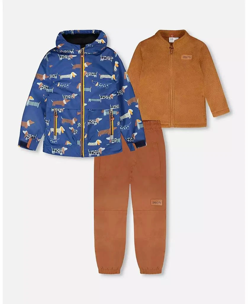 Deux par Deux Big Boys 3-in-1 Two-Piece Mid-Season Outerwear Set Dog Print