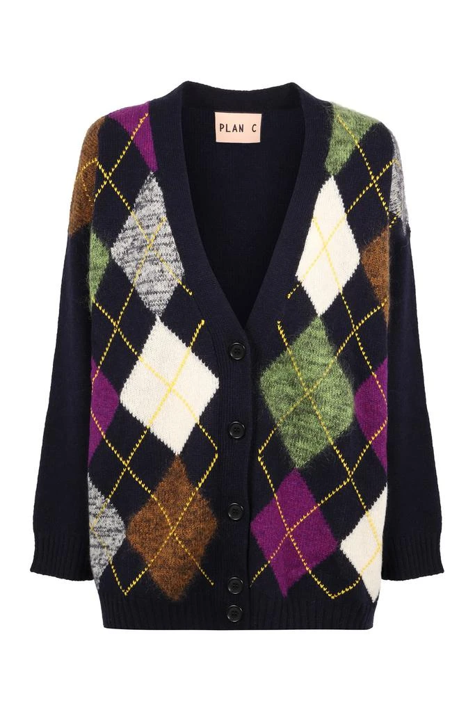 Plan C Plan C Argyle Knit Cardigan 1