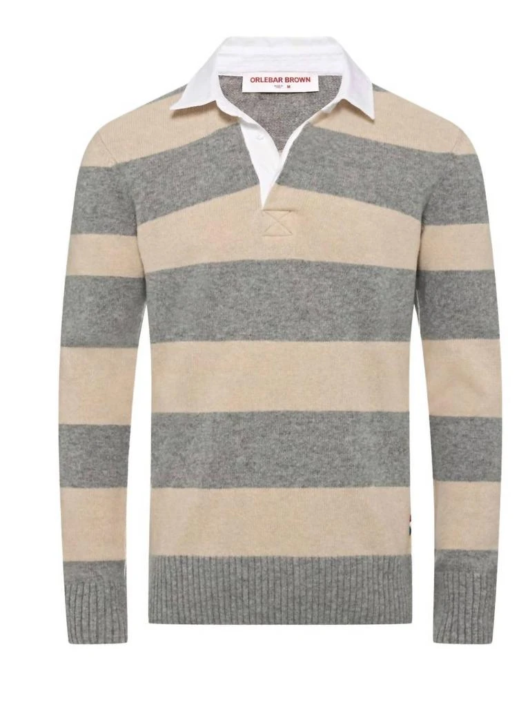 ORLEBAR BROWN Legris Knit Long Sleeve Polo In Granite 2