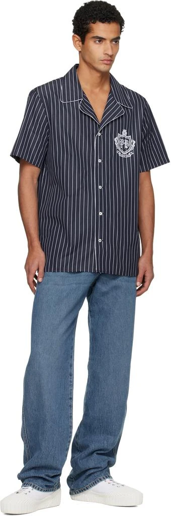 Balmain Navy Striped Poplin Pyjama Shirt 4