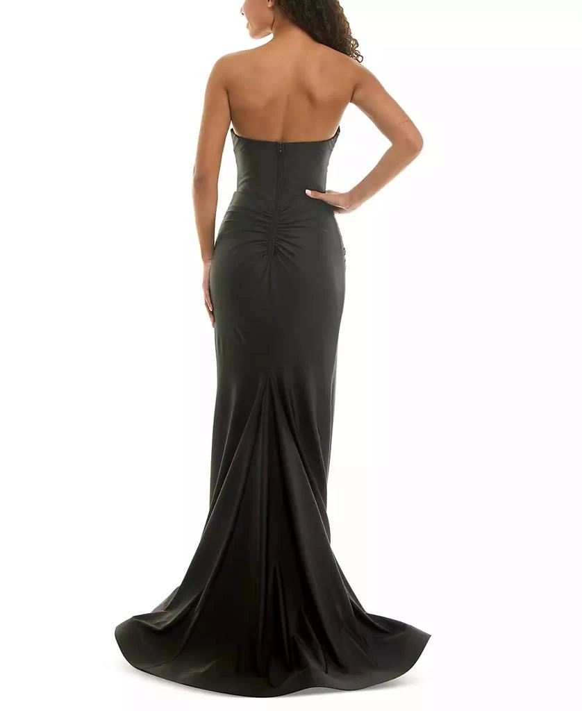 B Darlin Juniors' Strapless Corset High-Slit Evening Gown 2