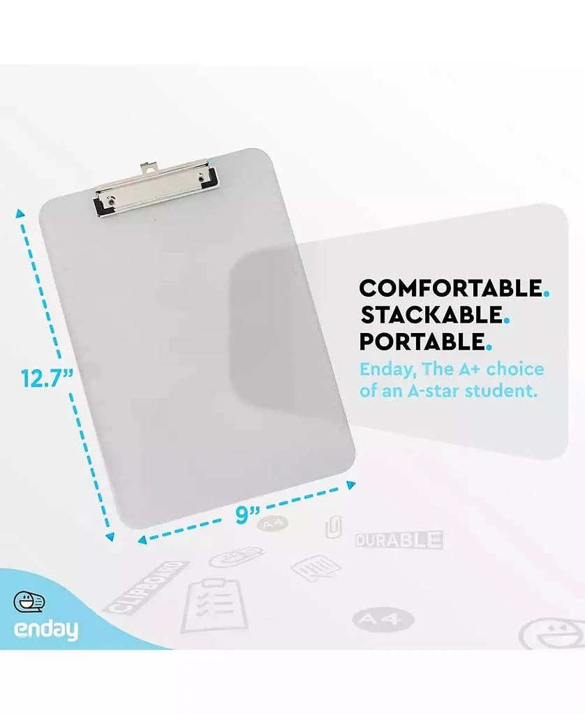 Enday Plastic Clipboard Standard Size Pink, Translucent Low Profile Clip Board, Hangable Clipboard, 12.7” x 9”, Holds 100 Sheets, 1 Pc - by Enday 5