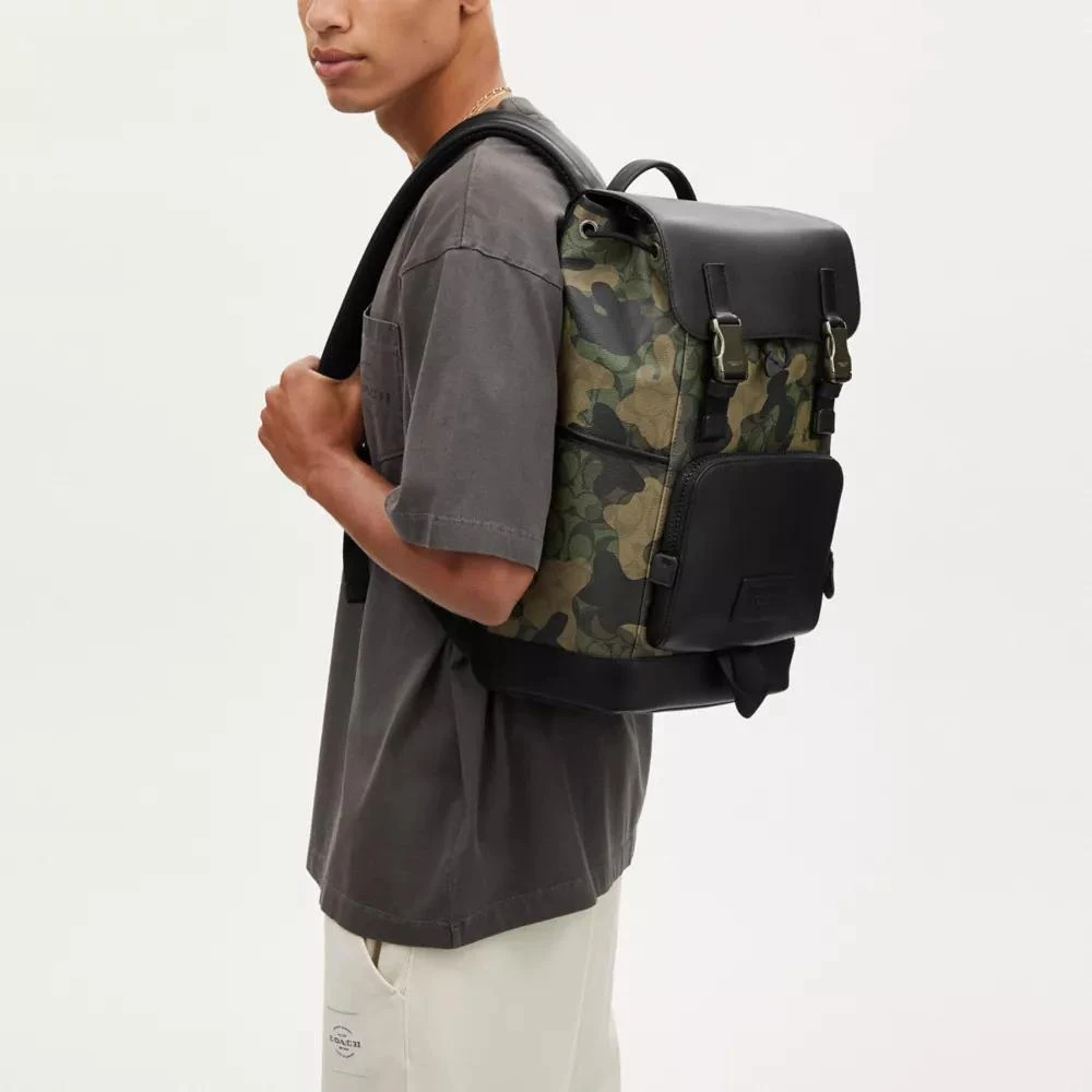 Coach Track Backpack In Signature Canvas With Camo Print 2