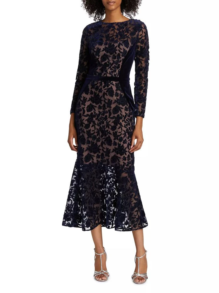 MARCHESA Velvet Lace Cocktail Dress 3