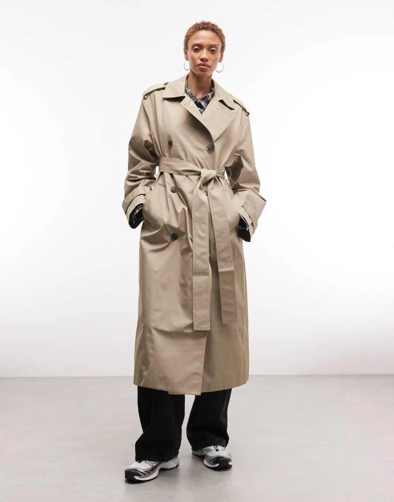 Weekday Weekday oversized trench coat in beige