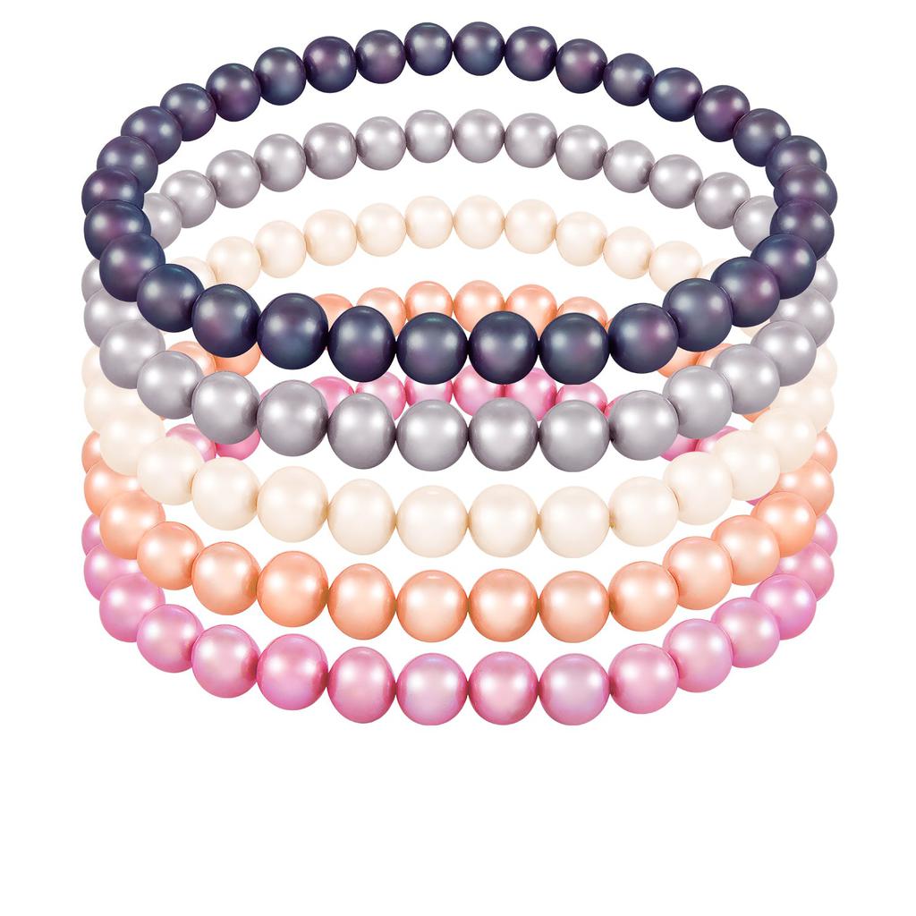 Splendid Pearls Set Of 5 Elastic Freshwater Pearl 6-7mm Bracelets