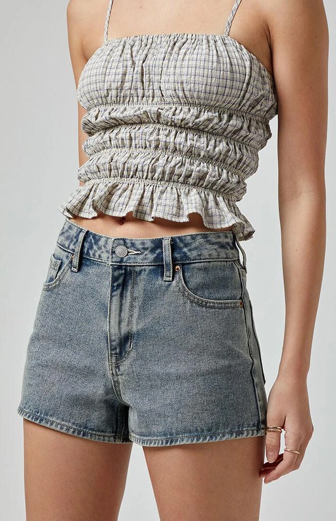PacSun Dark Indigo Zip Fly High Waisted Denim Festival Shorts 5
