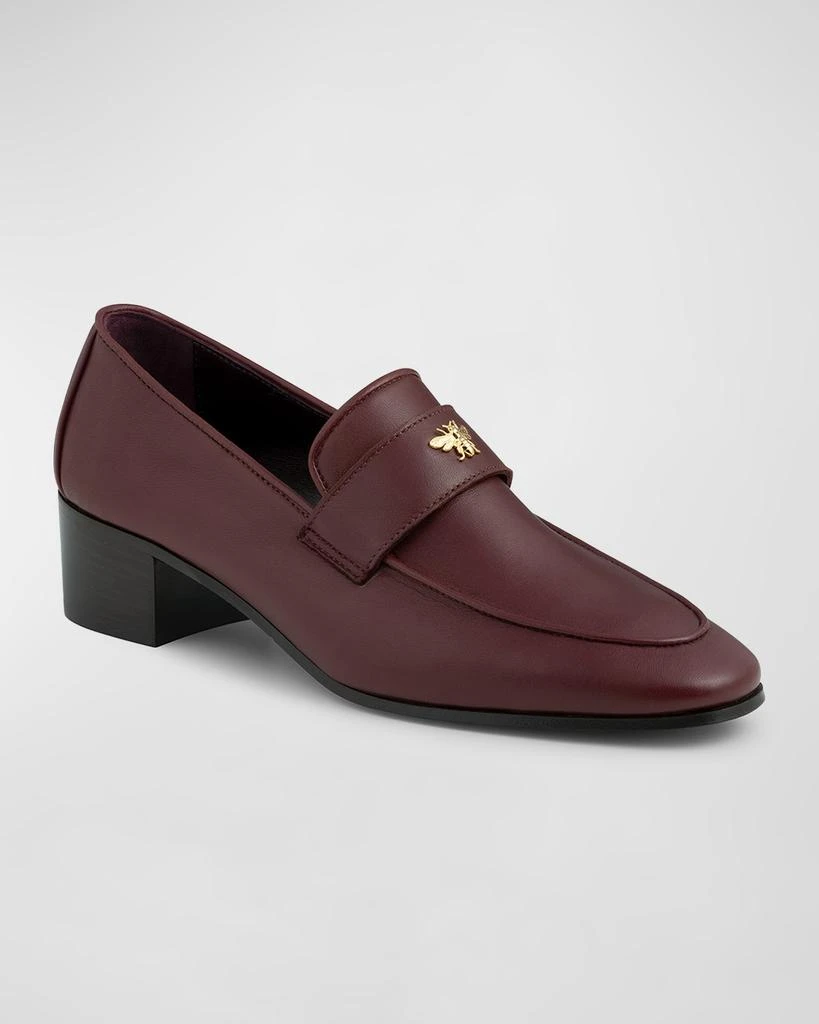 Bougeotte Leather Medallion Heeled Loafers 2