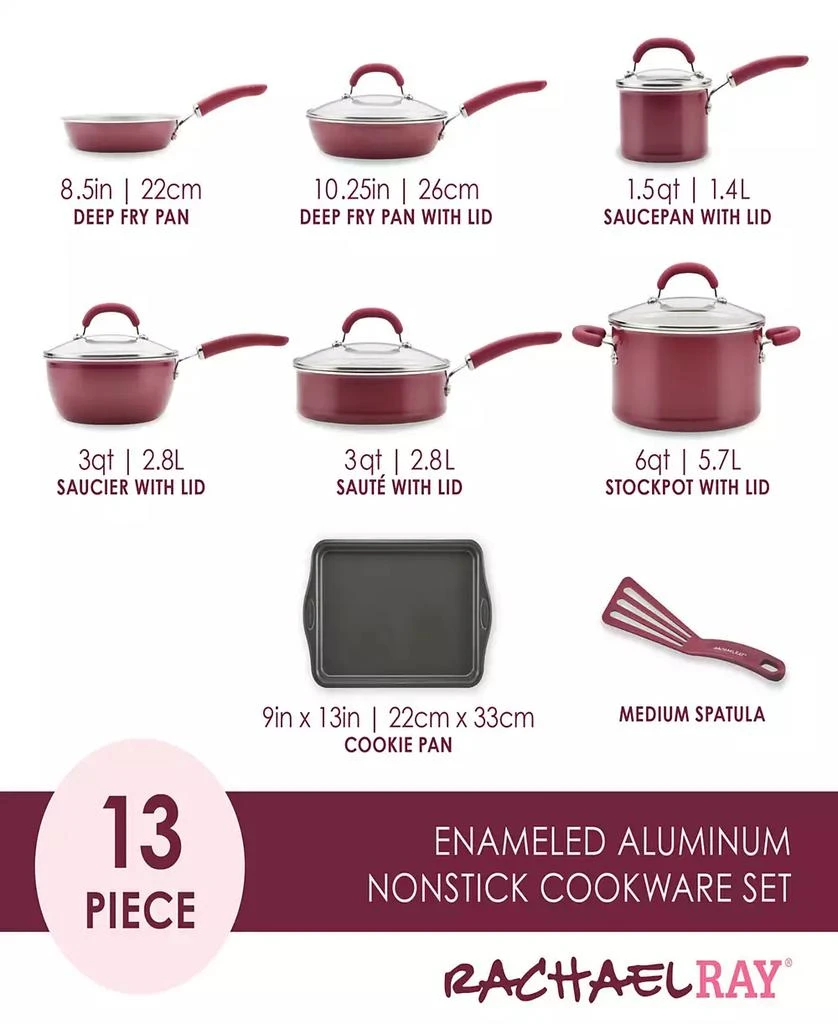 Rachael Ray Create Delicious Aluminum Nonstick Cookware Set, 13 Piece 14