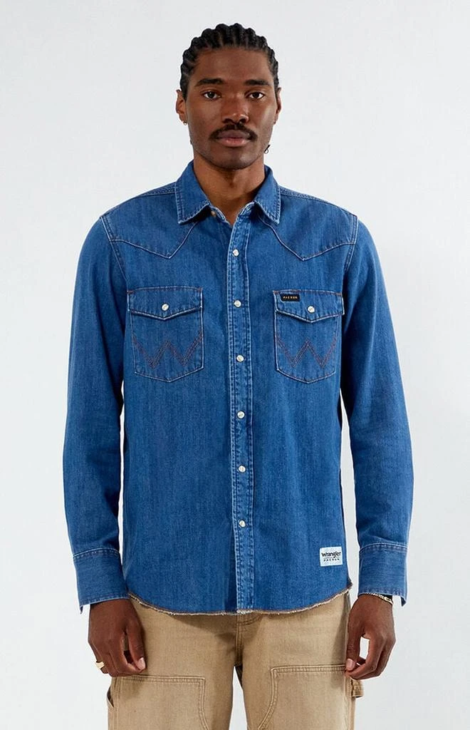 Wrangler x PacSun Western Denim Long Sleeve Shirt 1
