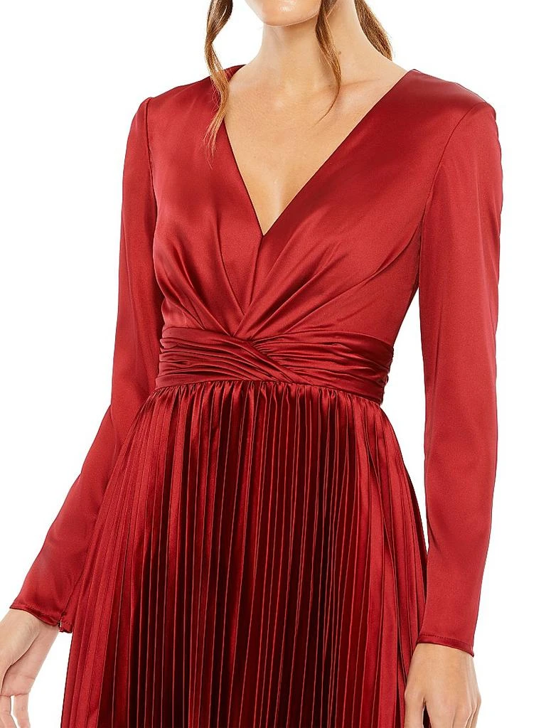 Mac Duggal Pleated Satin V-Neck Midi-Dress - Dresses & Skirts - Free Shipping - BeyondStyle Mac Duggal Pleated Satin V-Neck Midi-Dress - Dresses & Skirts - Free Shipping - BeyondStyle