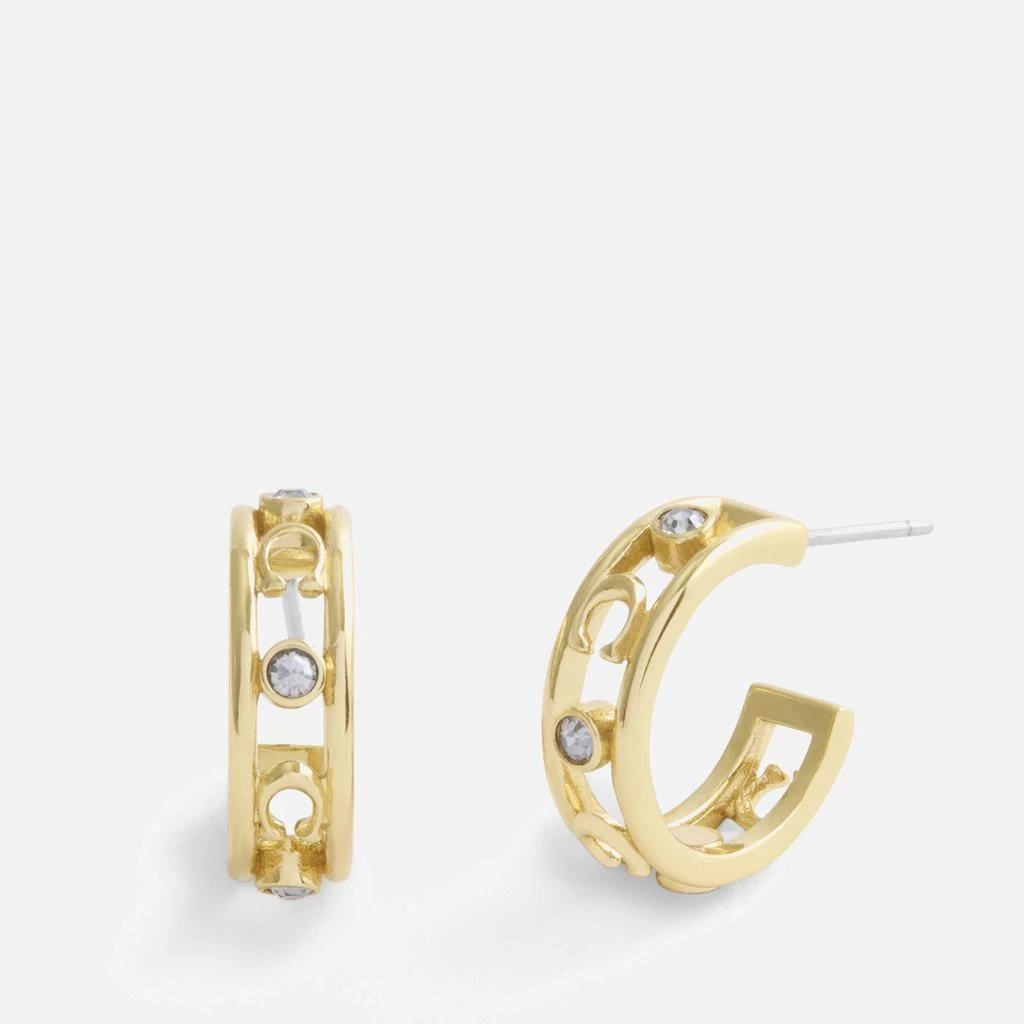 Coach Signature C Gold-Toned Open Hoop Earrings 1