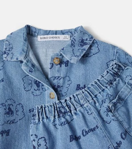 BOBO CHOSES Baby Pickles The Dog denim shirt and shorts set 3