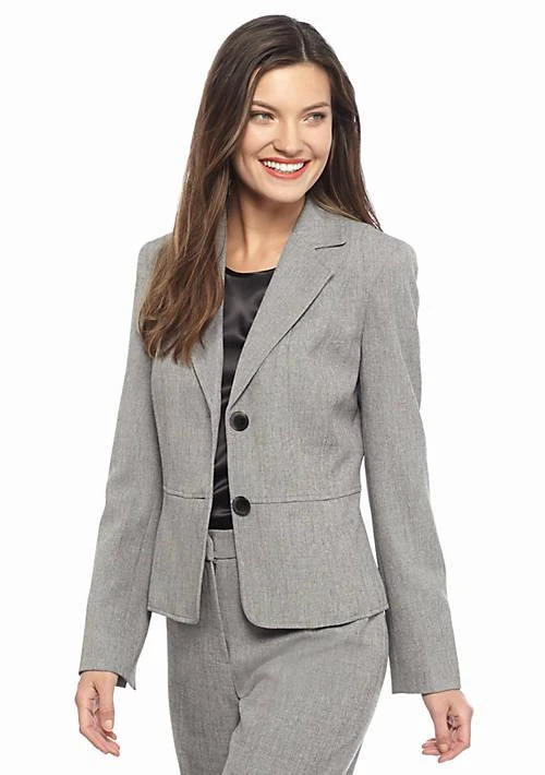 Kasper Womens Stretch Crepe Two Button Jacket 1