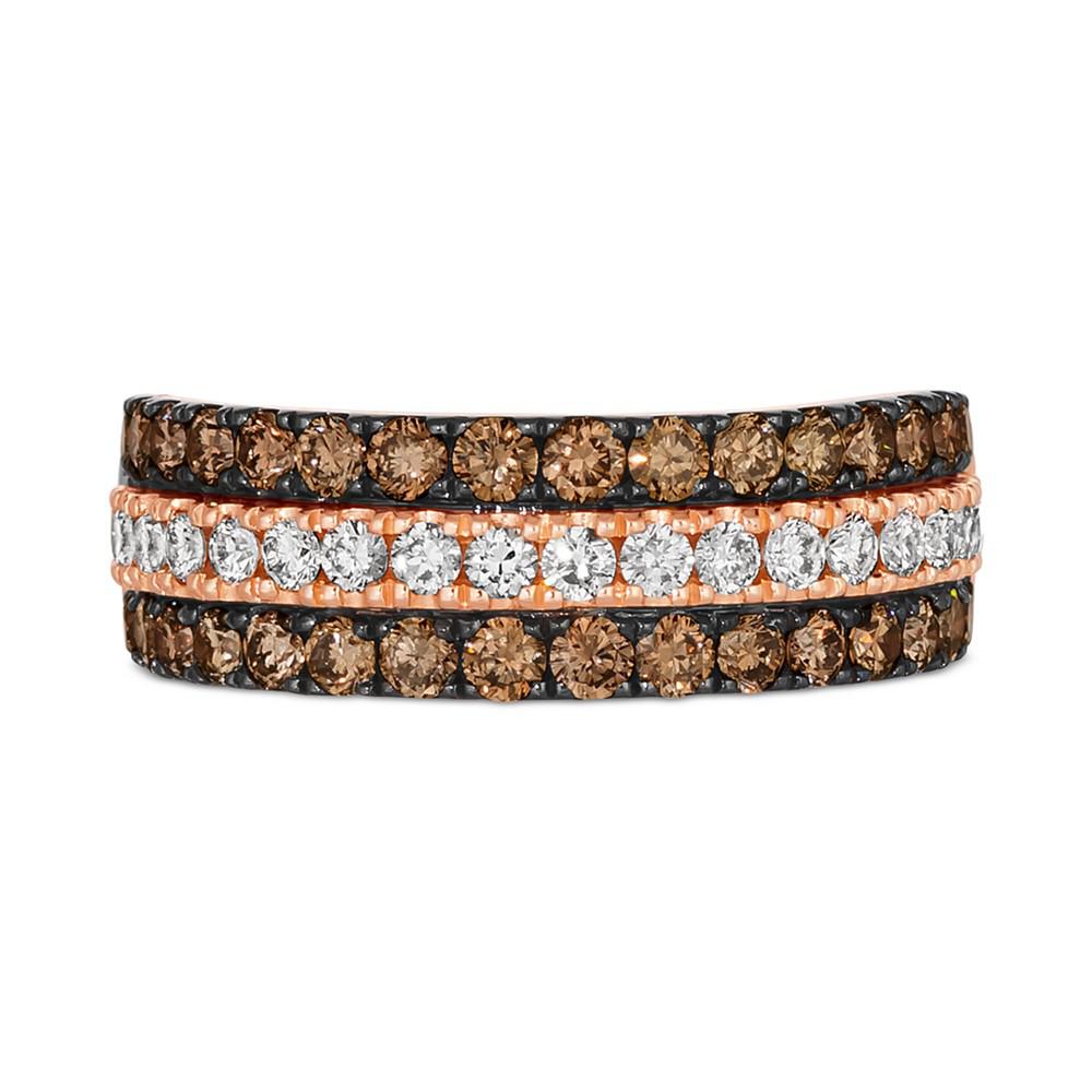 Le Vian Chocolate Diamond & Nude Diamond Triple Row Band (1-1/3 ct. t.w.) in 14k Rose Gold