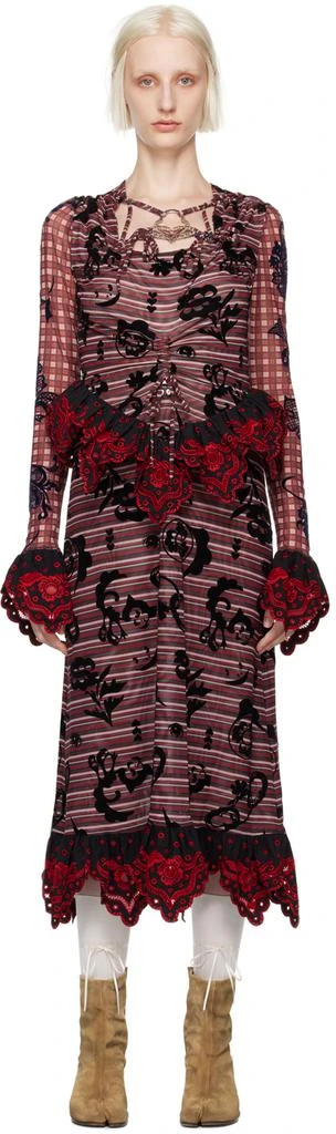 CHOPOVA LOWENA Red Sharon Hatch Midi Dress 1