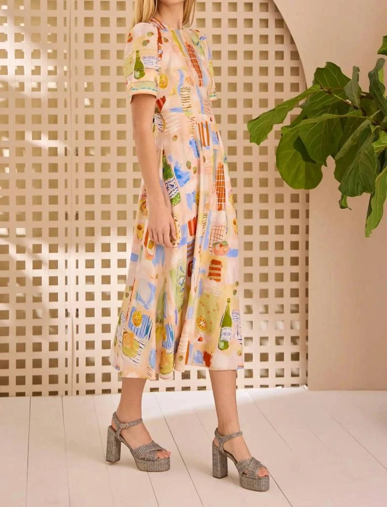 Hunter Bell Women's Casey Printed Linen-Blend Midi-Dress - Happy Hour - Size 6