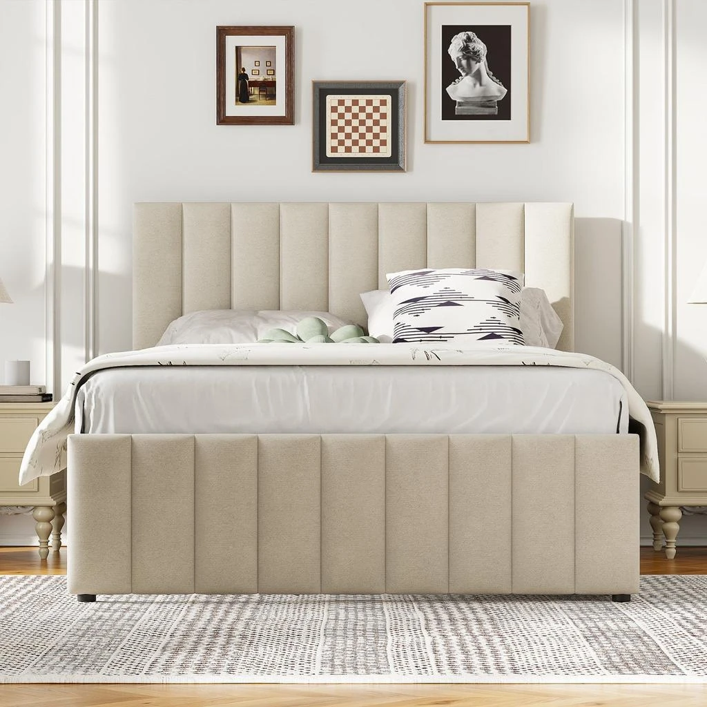 Streamdale Furniture Streamdale Upholstered Platform Bed with Trundle and Drawers 2