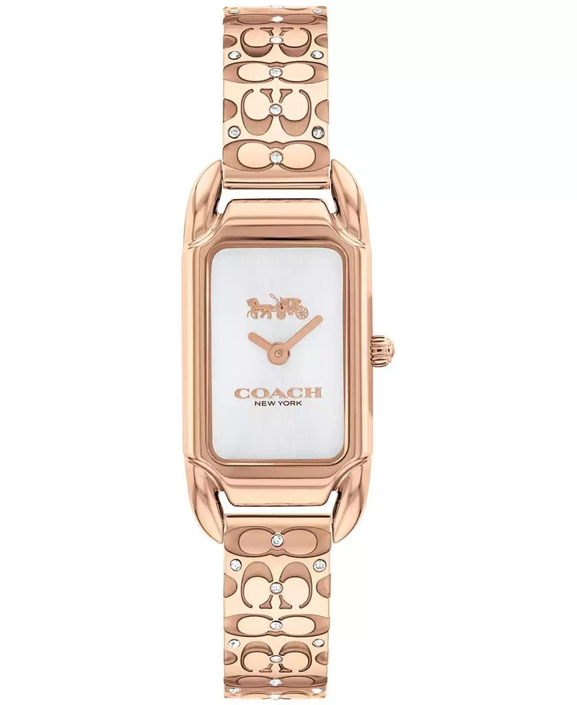 COACH Women's Cadie Signature C Rose Gold-Tone Stainless Steel Bangle Watch, 28.5 x 17.5mm 1