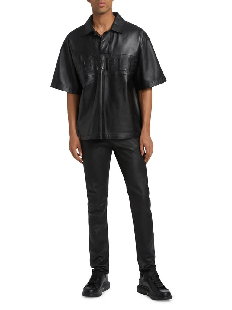 Purple Brand Leather Short-Sleeve Polo Shirt 2