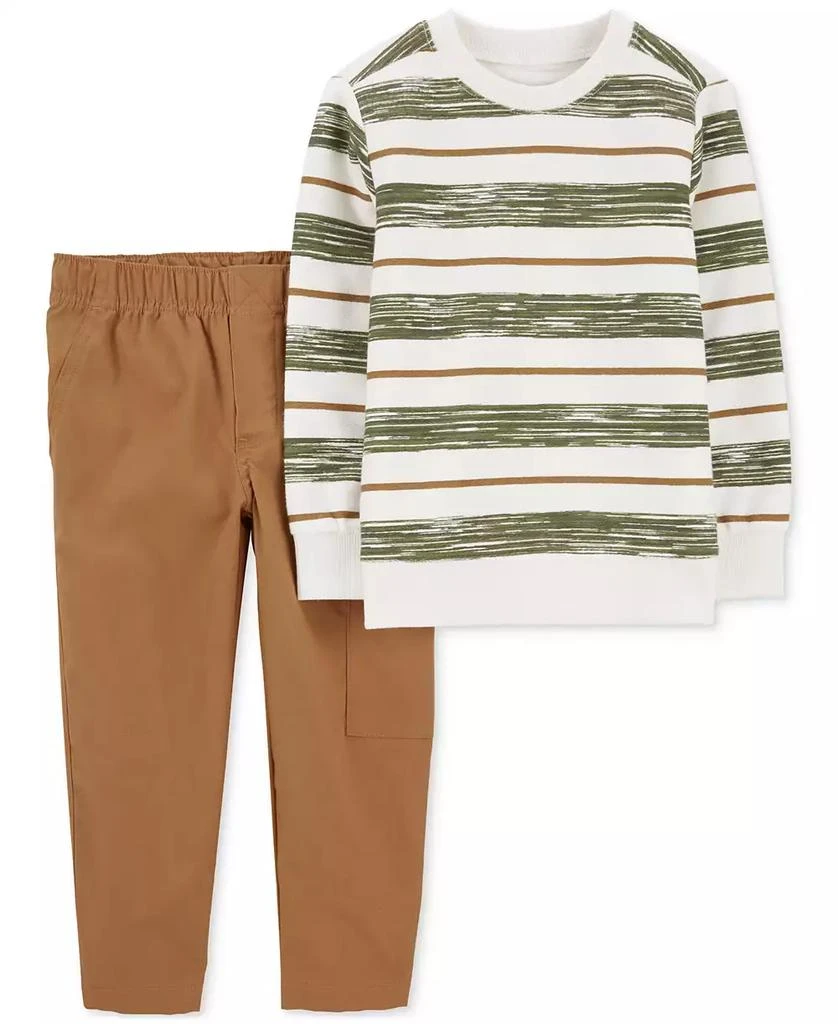 Carter's Toddler Boys Striped French Terry T-Shirt & Pull-On Canvas Cargo Pants, 2 Piece Set 1