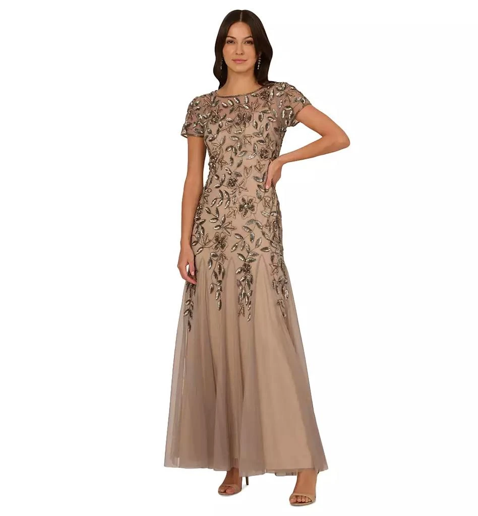 Adrianna Papell Plus Size Floral-Beaded Gown 1