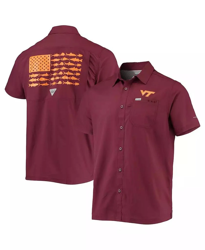 Columbia Men's PFG Maroon Virginia Tech Hokies Slack Tide Camp Button-Up Shirt 1