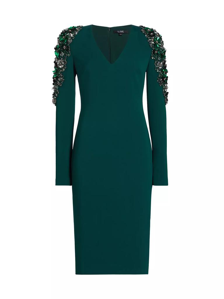 Badgley Mischka Embellished V-Neck Sheath Dress TEAL 6 - Dresses \u0026 Skirts -  Free Shipping - BeyondStyle