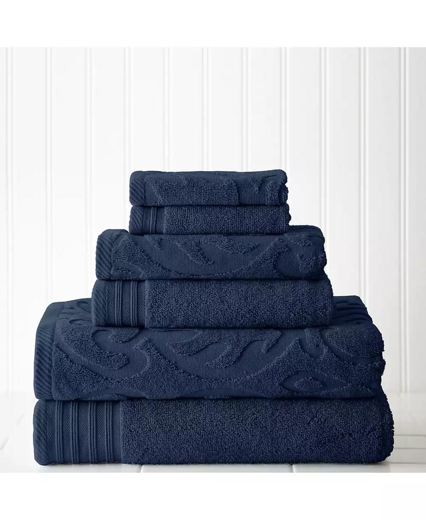 Modern Threads 6-Pc. Jacquard/Solid Medallion Swirl Towel Set