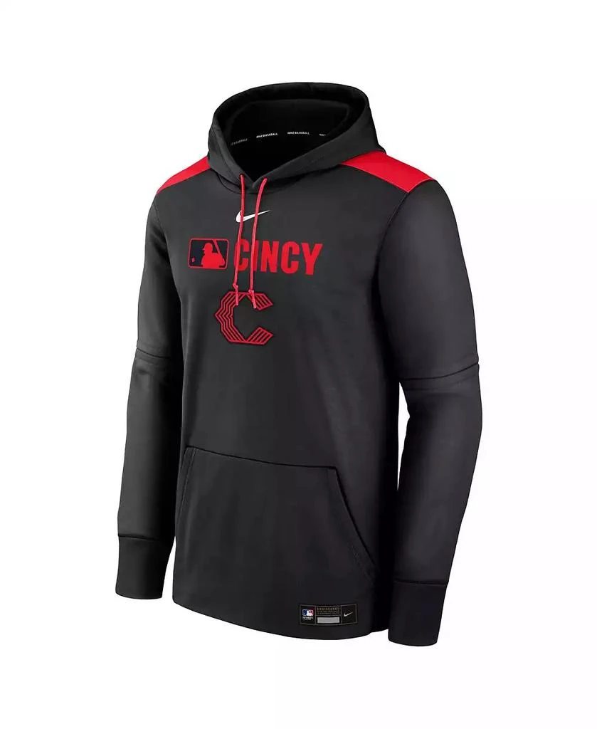 NIKE Men's Black Cincinnati Reds Authentic Collection City Connect Therma Pullover Hoodie 3