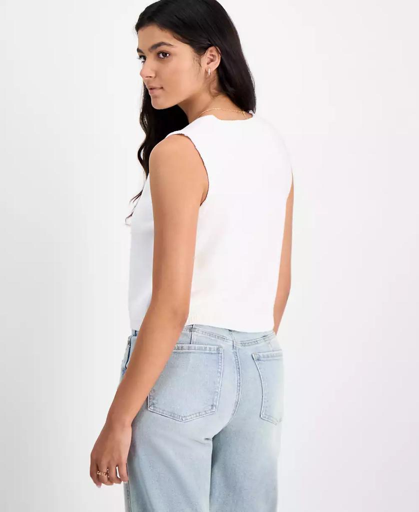 Hooked Up by IOT Juniors' Slub Knit Double-Button Vest