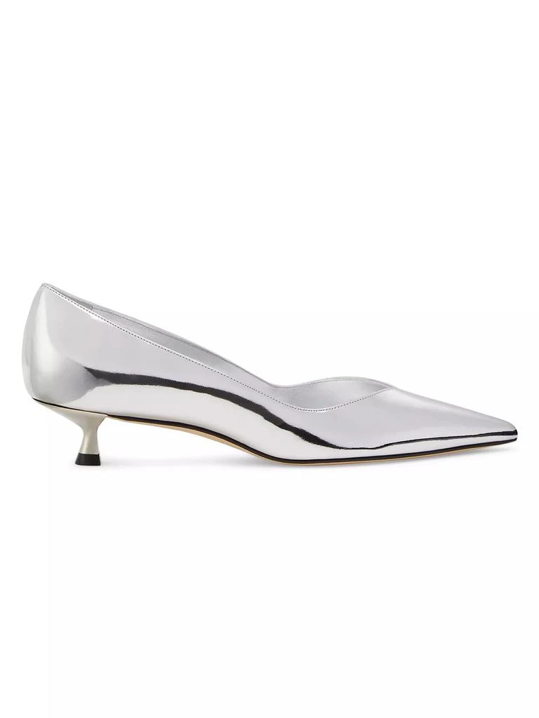 Stuart Weitzman Eva 35MM Mirrored Leather Kitten-Heel Pumps 1