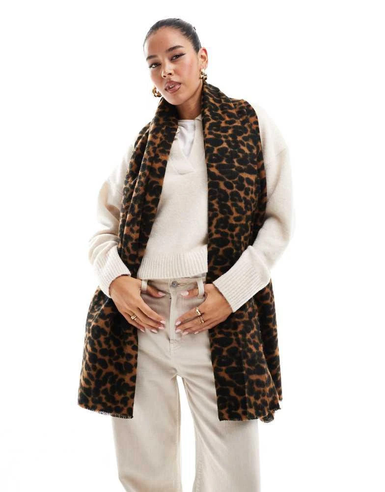ASOS ASOS DESIGN woven scarf with leopard design 4