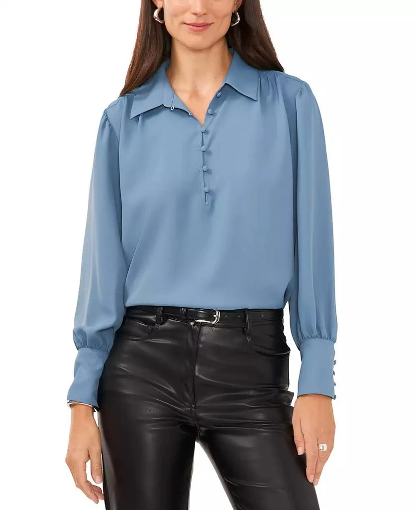 1. State Women's Collared Blouson-Sleeve Poet Blouse 1