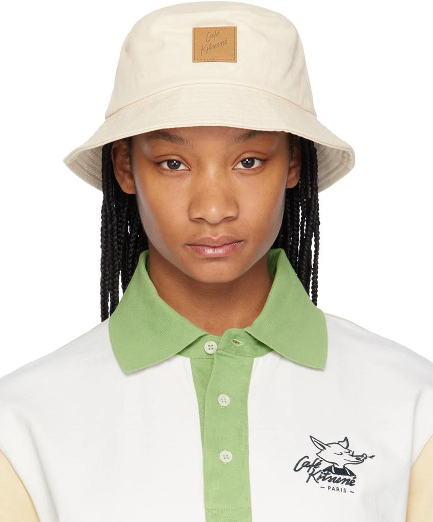 Maison Kitsune Beige 'Café Kitsuné' Bucket Hat 1