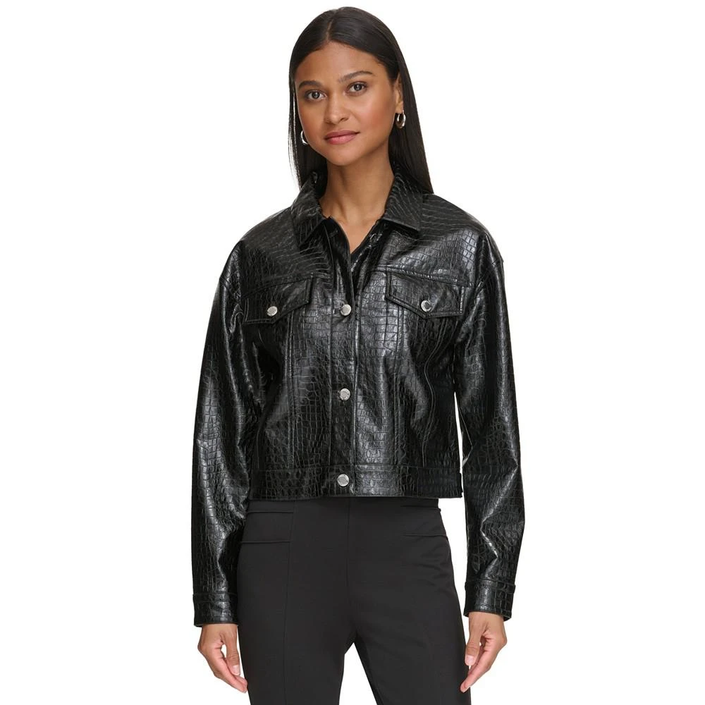 Calvin Klein Women's Faux-Crocodile Cropped Jacket 1