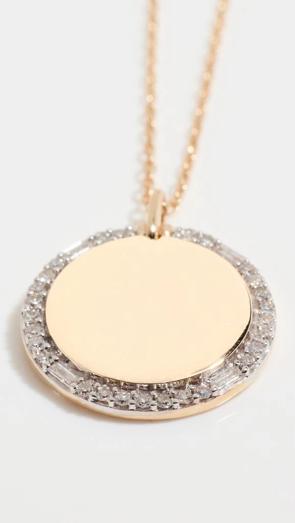 Adina Reyter 14k Round Pavé  Baguette Dog Tag Necklace 4