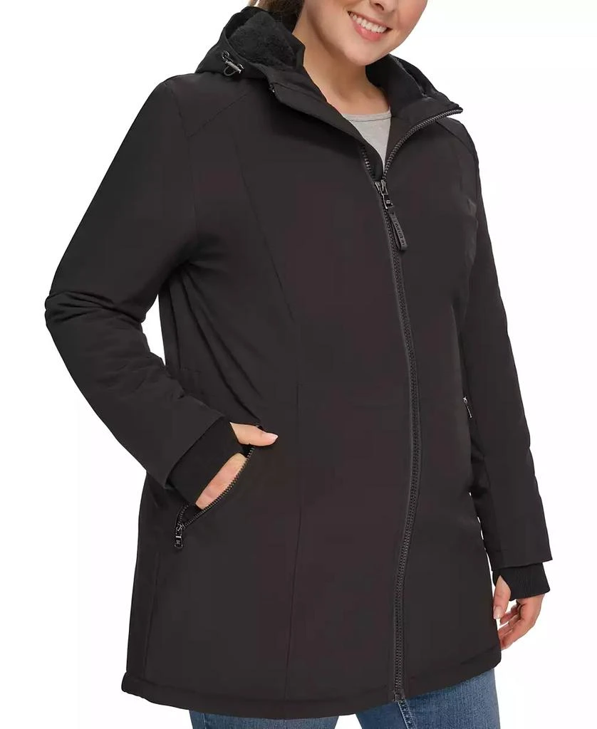 Calvin Klein Womens Plus Size Hooded Faux-Fur-Lined Anorak Raincoat, Created for Macys 3