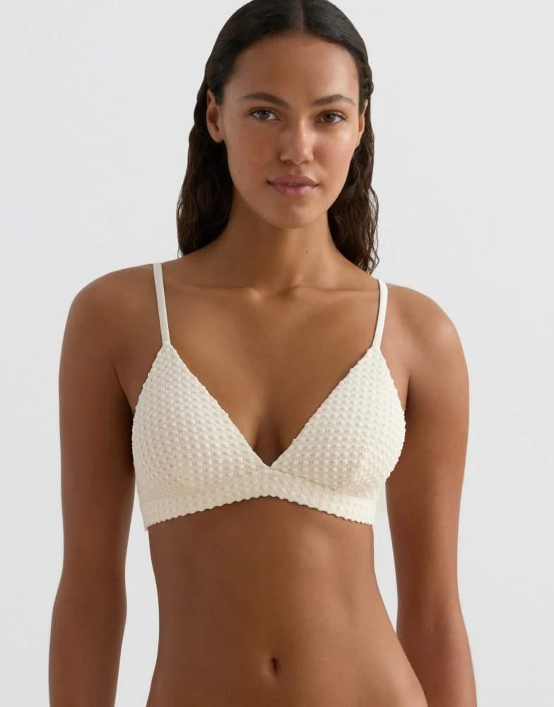 OYSHO OYSHO Bubble-texture crochet triangle bikini top in ecru