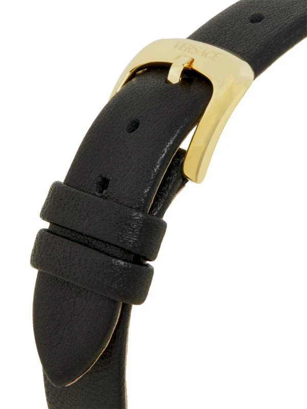 Versace La Greca Ion-Plated Yellow Gold
Gold Guilloché Dial Leather Strap Watch/28MM 4